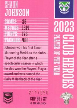 2024 NRL Traders Titanium - Club Heroes Pink #CHP25 Shaun Johnson Back